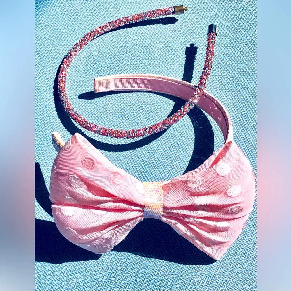 Pink Polka Dot Bow Headband Set | Sabrina Carpenter Vibes Sparkle Cute Hairband
